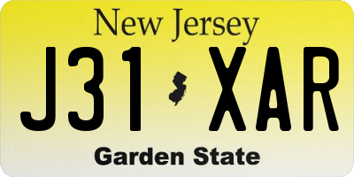 NJ license plate J31XAR