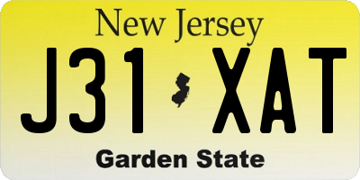 NJ license plate J31XAT