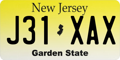 NJ license plate J31XAX