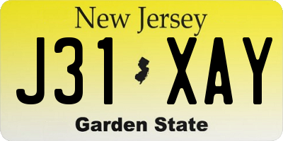NJ license plate J31XAY