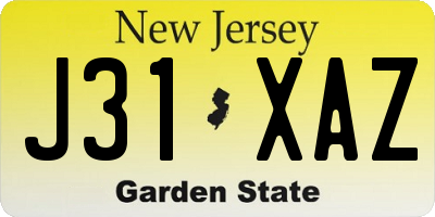NJ license plate J31XAZ