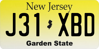 NJ license plate J31XBD