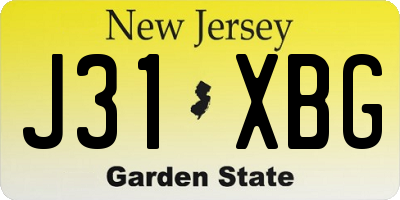 NJ license plate J31XBG