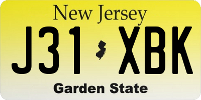 NJ license plate J31XBK