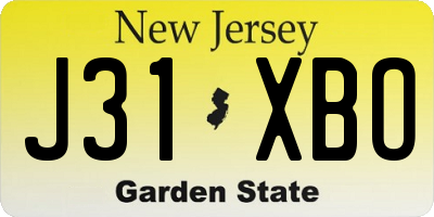 NJ license plate J31XBO