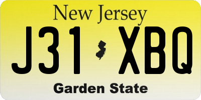 NJ license plate J31XBQ