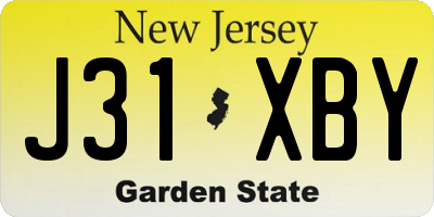 NJ license plate J31XBY