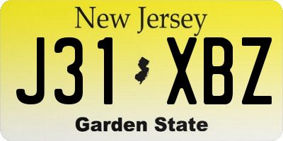 NJ license plate J31XBZ