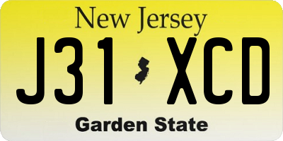 NJ license plate J31XCD