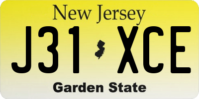 NJ license plate J31XCE