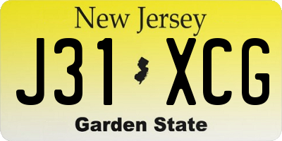 NJ license plate J31XCG