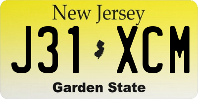 NJ license plate J31XCM