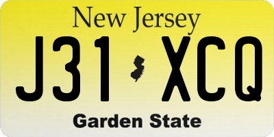 NJ license plate J31XCQ