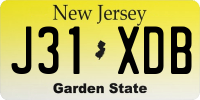 NJ license plate J31XDB