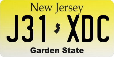 NJ license plate J31XDC