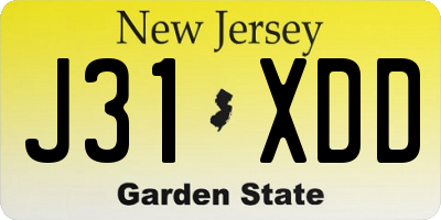 NJ license plate J31XDD
