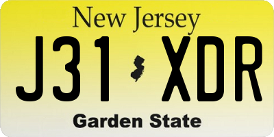 NJ license plate J31XDR