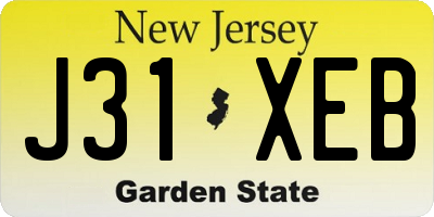 NJ license plate J31XEB