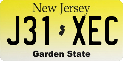 NJ license plate J31XEC