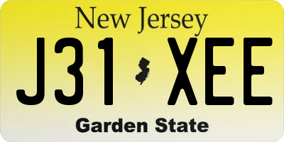 NJ license plate J31XEE