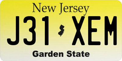 NJ license plate J31XEM