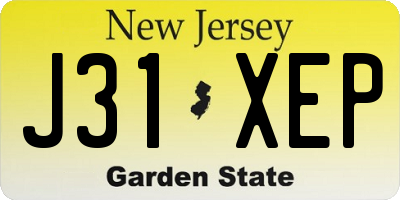 NJ license plate J31XEP