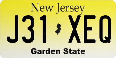 NJ license plate J31XEQ