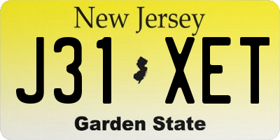 NJ license plate J31XET