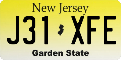 NJ license plate J31XFE