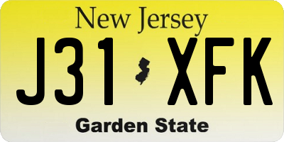 NJ license plate J31XFK