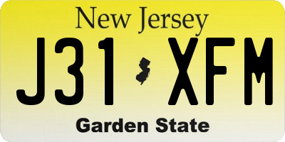 NJ license plate J31XFM