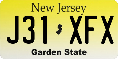NJ license plate J31XFX