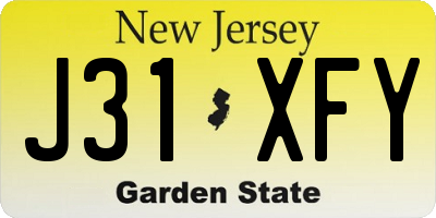 NJ license plate J31XFY
