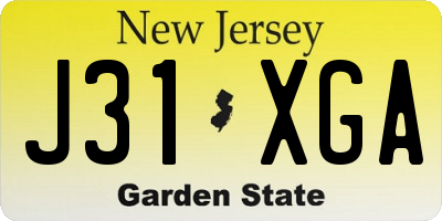 NJ license plate J31XGA