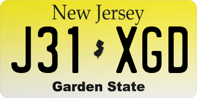 NJ license plate J31XGD