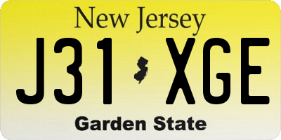 NJ license plate J31XGE
