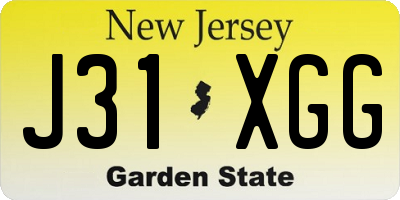 NJ license plate J31XGG