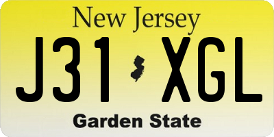 NJ license plate J31XGL