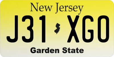 NJ license plate J31XGO