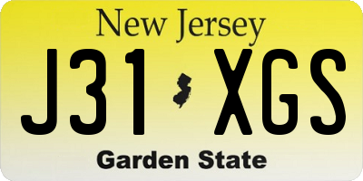 NJ license plate J31XGS