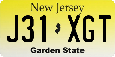 NJ license plate J31XGT