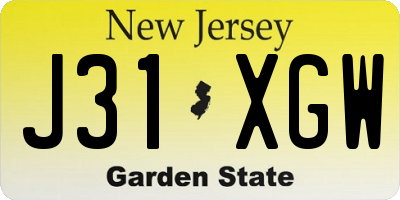 NJ license plate J31XGW