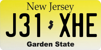 NJ license plate J31XHE
