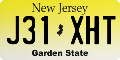 NJ license plate J31XHT