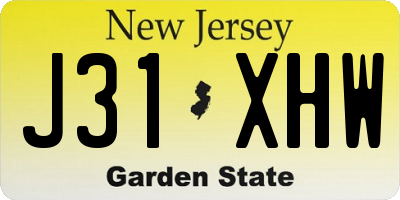 NJ license plate J31XHW