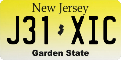NJ license plate J31XIC