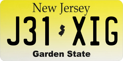 NJ license plate J31XIG