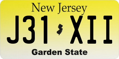 NJ license plate J31XII