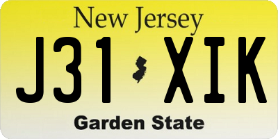 NJ license plate J31XIK