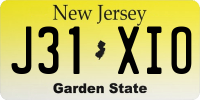 NJ license plate J31XIO